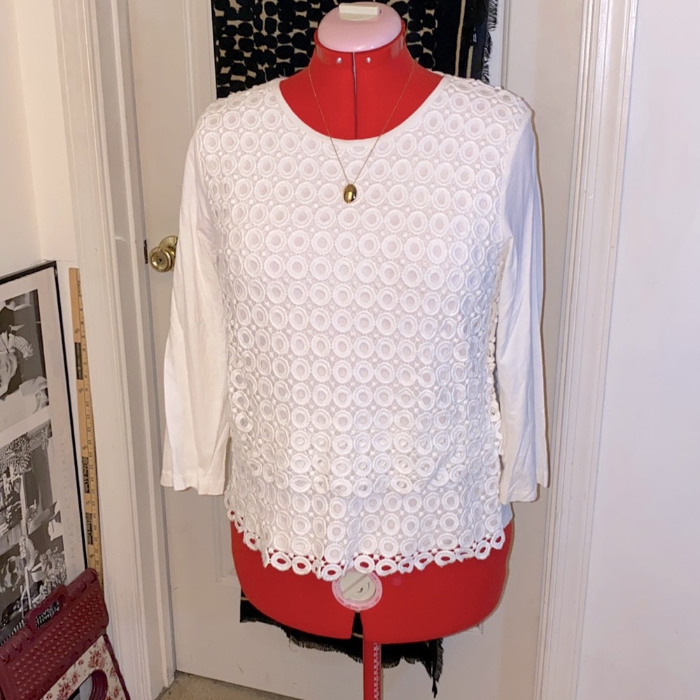 J.Crew Circle Eyelet Crochet Knit Layered Top
